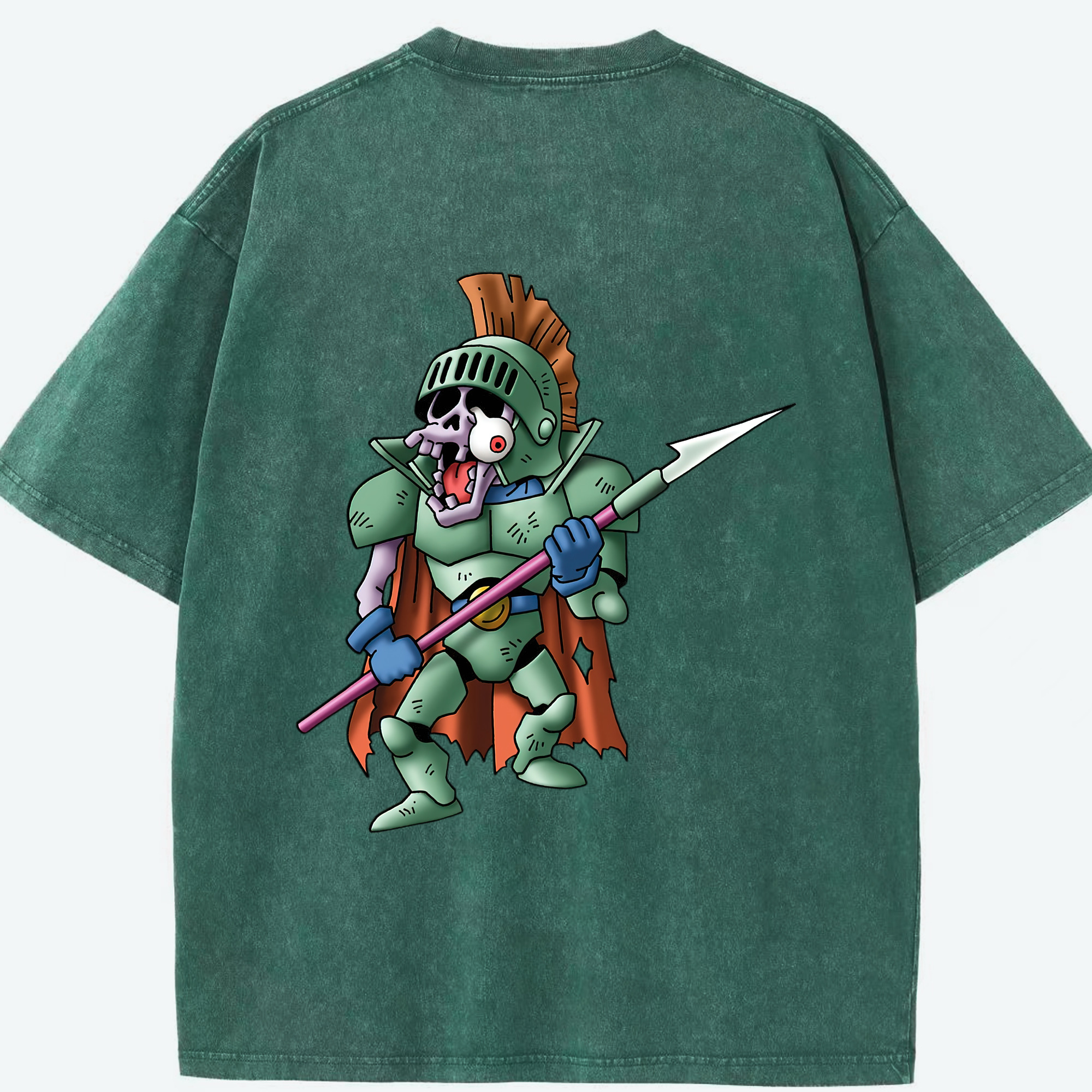（画像用） ドラゴンクエスト Doragon Kuesuto Dragon Quest 綿100% ヴィンテージ風 半袖Tシャツ（背面プリント）